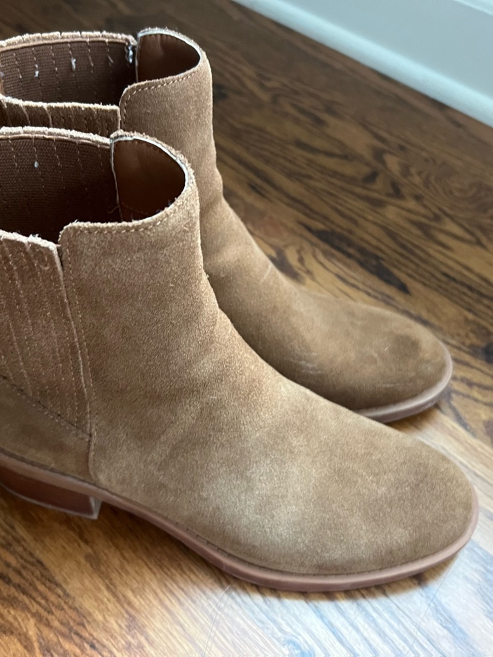 Dolce Vita Taupe Suede Chelsea Ankle Boots